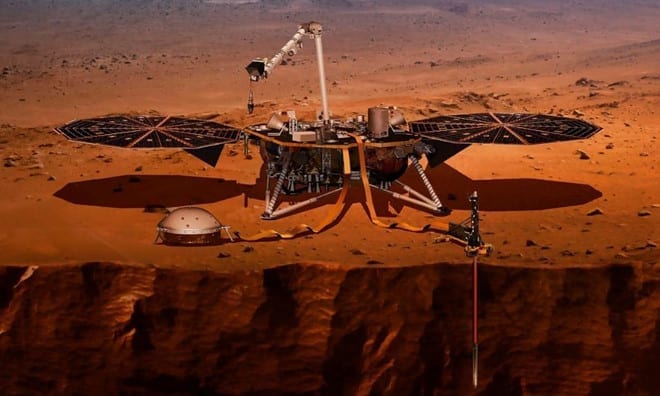Minh họa InSight làm việc trên sao Hỏa /// NASA