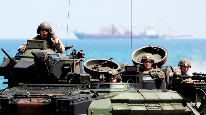Lính thủy đánh bộ Mỹ trong một cuộc tập trận ở Philippines /// Reuters