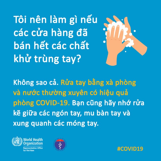 Rửa tay với nước và xà phòng hoặc dung dịch rửa tay có cồn là biện pháp quan trọng, hiệu quả nhất để phòng bệnh Covid-19 /// Ảnh: Bộ Y tế - WHO