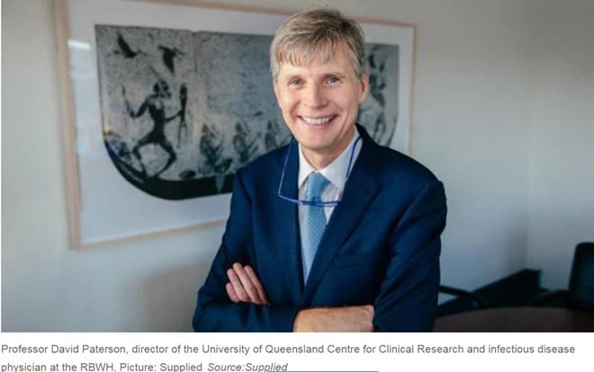 Giáo sư David Paterson, Giám đốc Trung tâm nghiên cứu lâm sàng thuộc Đại học Queensland (Úc) /// Ảnh chụp màn hình News.com.au