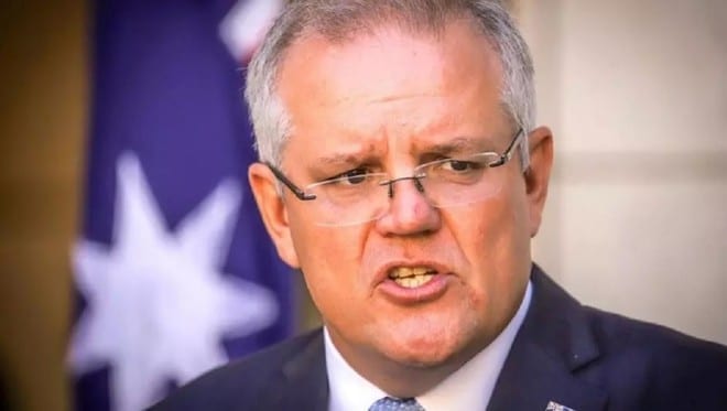 Thủ tướng Úc Scott Morrison phát biểu trong một buổi họp báo /// AFP