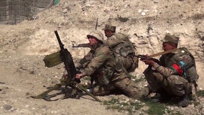 Các binh sĩ Azerbaijan tham gia chiến dịch tại Nagorno - Karabakh /// AFP