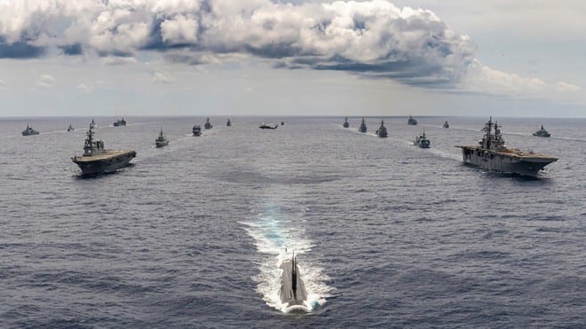 Tàu chiến các nước tham gia cuộc tập trận Vành đai Thái Bình Dương năm 2020 do Mỹ tổ chức ngoài khơi Hawaii /// Hải quân hoàng gia Canada