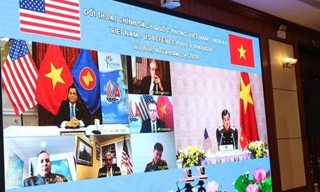 Quang cảnh Đối thoại chính sách quốc phòng Việt -Mỹ tại các điểm cầu /// TTXVN