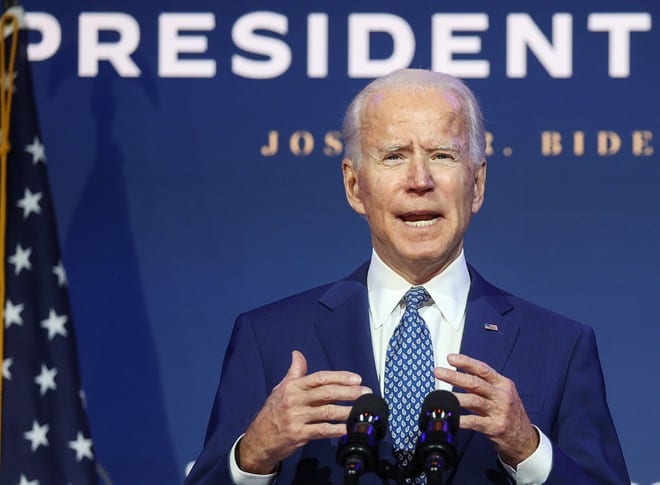 Tổng thống tân cử Joe Biden phát biểu tại cuộc họp báo ở thành phố Wilmington, bang Delaware ngày 9.11 /// Reuters