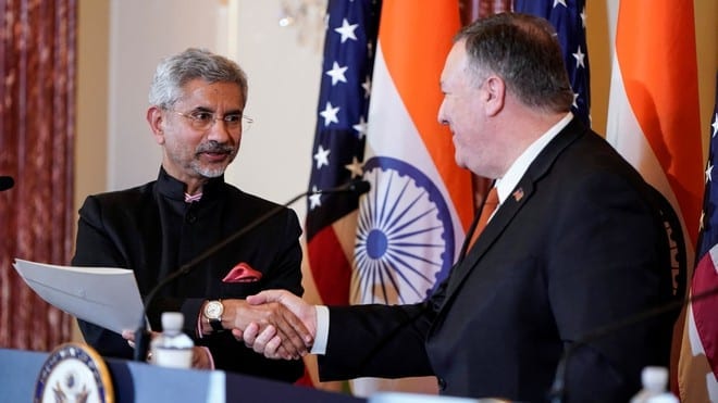 Ngoại trưởng Ấn Độ (trái) trong một cuộc gặp với người đồng cấp Mỹ /// Reuters