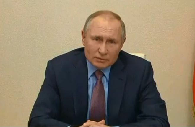 Tổng thống Nga Vladimir Putin phát biểu tại cuộc họp với đại diện của các báo ngày 10.2 /// Chụp từ clip