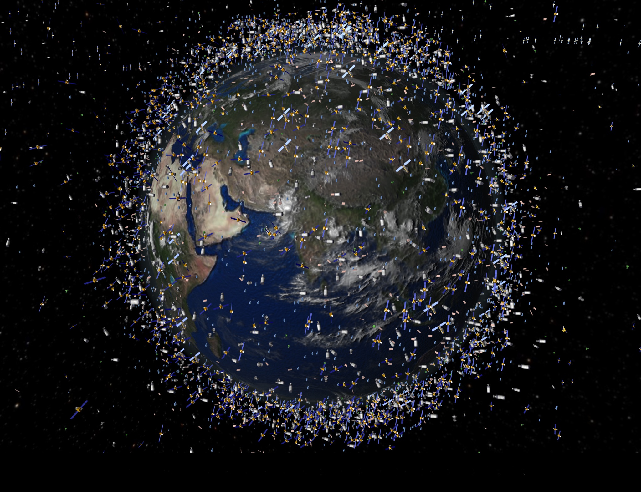 Mô phỏng hình ảnh rác vũ trụ quanh địa cầu /// ẢNH: ESA