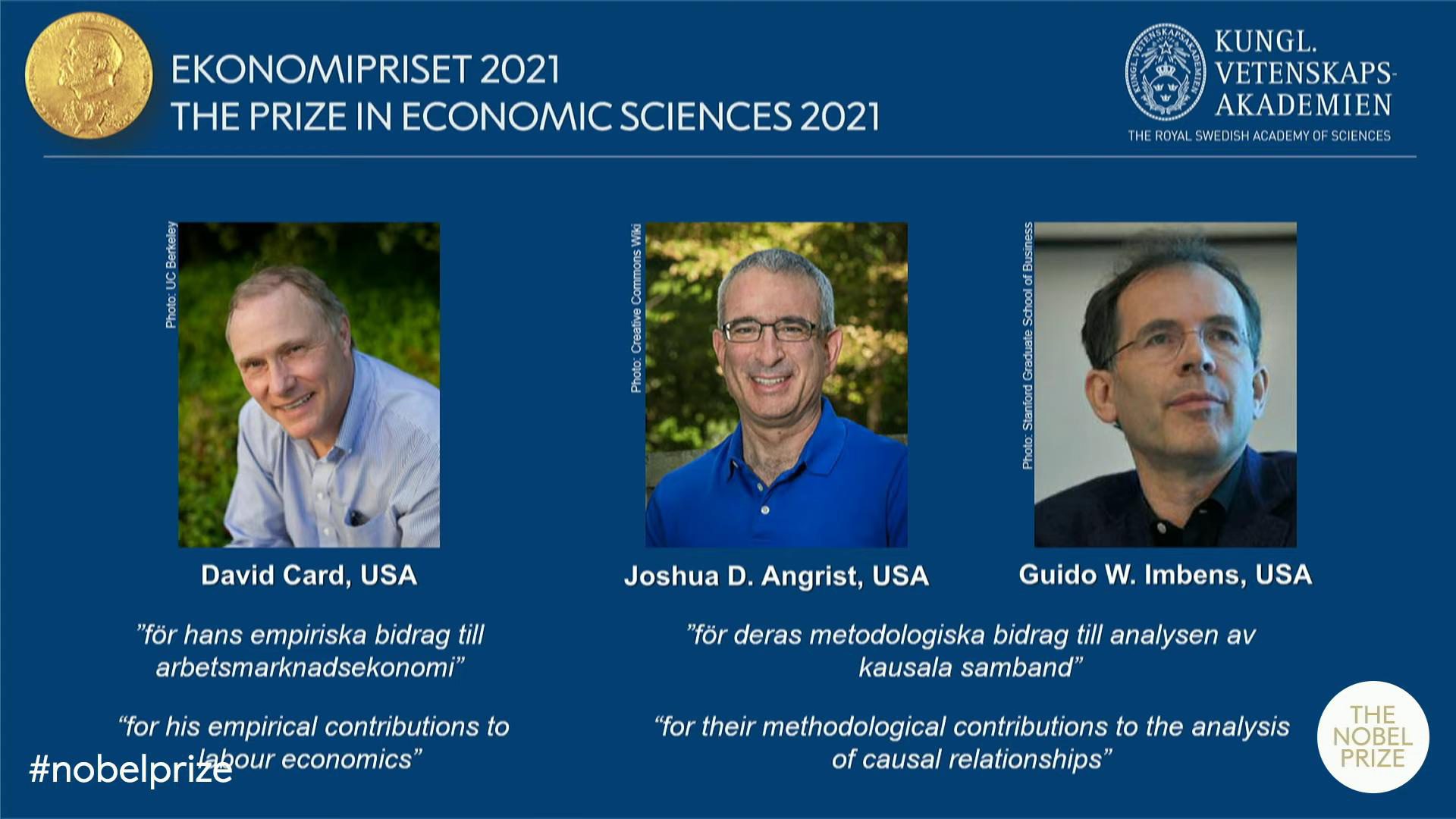 3 nhà kinh tế Mỹ và Canada thắng giải Nobel Kinh tế 2021 - ảnh 1