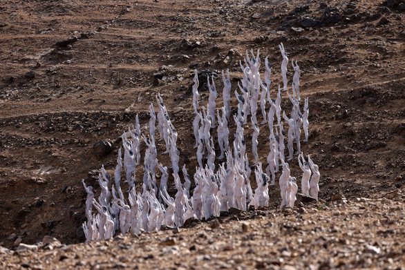 Hàng trăm người khỏa thân ở núi đá khô cằn để bảo vệ môi trường - Ảnh 2.