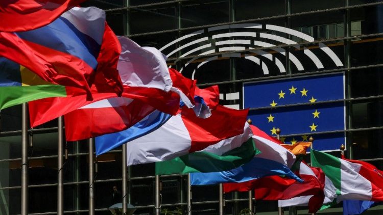 FILE PHOTO: Flags flutter outside the European Parliament in Brussels