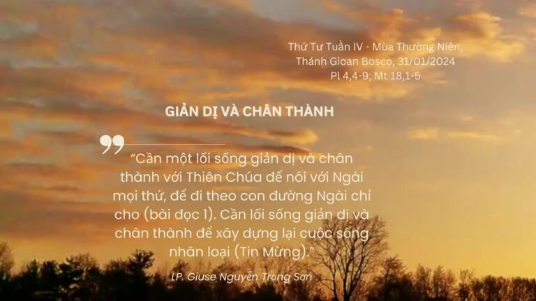 Lời Chúa Mỗi Ngày - Thứ Tư Tuần IV Mùa Thường Niên - Thánh Gioan Bosco