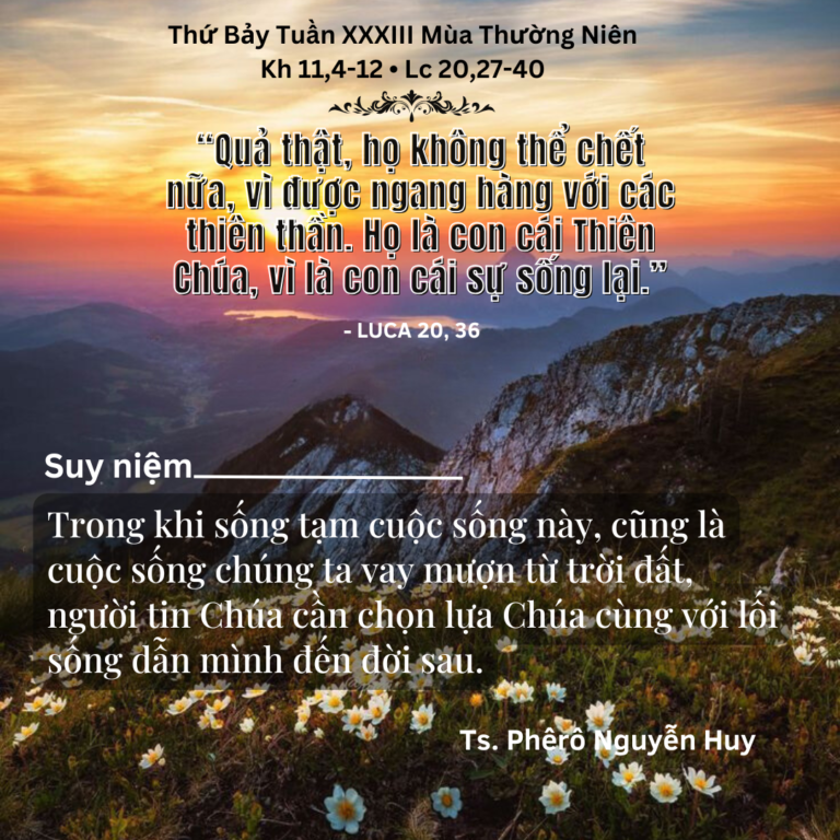 Thứ Bảy Tuần XXXIII Mùa Thường Niên