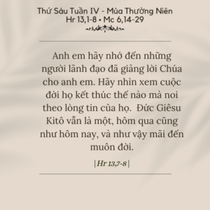 Thứ Sáu Tuần IV - Mùa Thường Niên