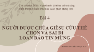 BÀI 4 Tuần thường huấn-Được Chúa Giêsu chọn và sai đi